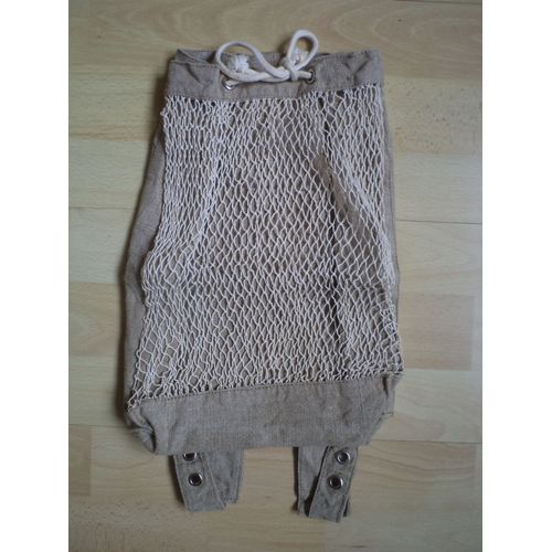 Sac À Dos Style Naturel En Toile Avec Bretelles Et Filet Plusieurs Poches Sakakado