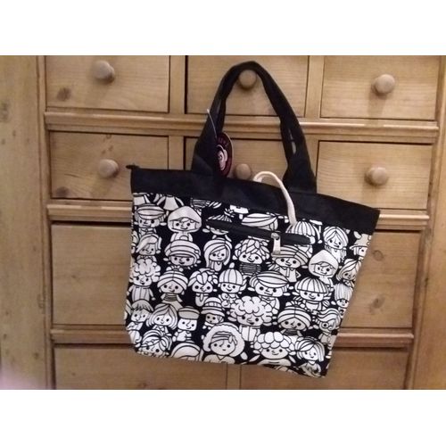 Sac En Coton Noir Et Blanc Imprimé De Petits Personnages