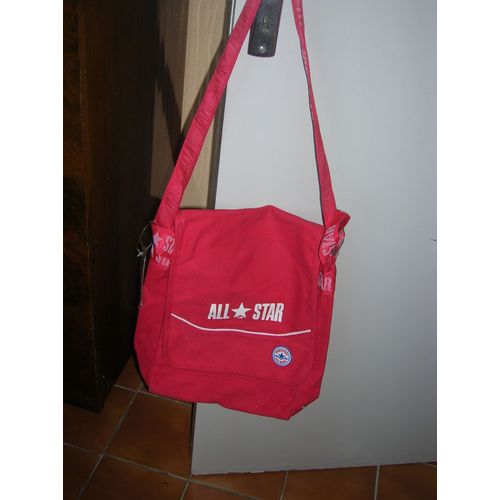 Sac À Bandoulière All Star Toile Rouge 25 X 30 Cm
