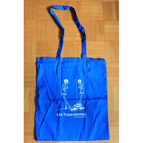 Sac Shopping Ou D'appoint Ou Plage En Coton Bleu Roi Les Tropéziennes 40 Cm X 35 Cm