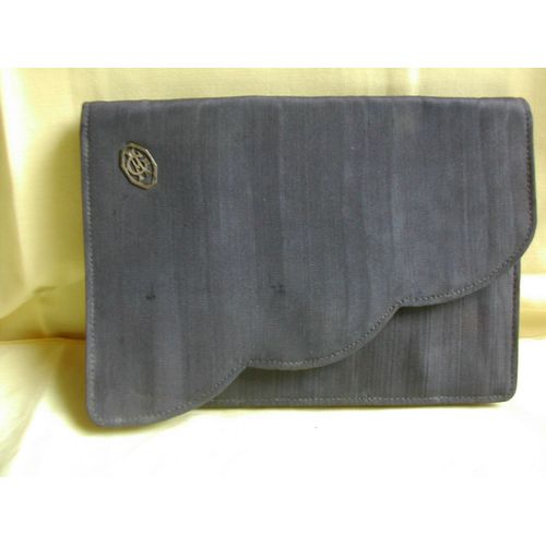 Ancienne Pochette De Soirée En Soie Bleue Et Ivoire (Collection)