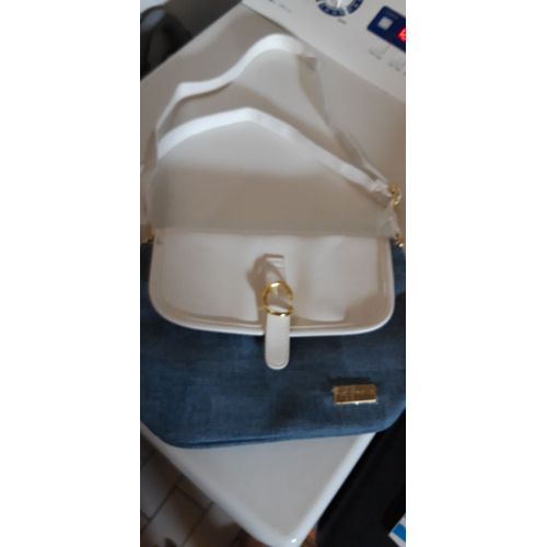 Sac À Main Ted Lapidus Bandoulière Cuir Bleu/Blanc