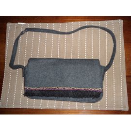 Sac À Main Tissu Aspect Feutre Gris Foncé Chiné