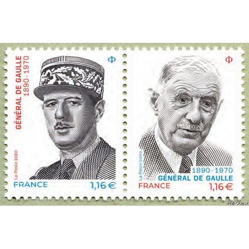 France 2020, Très Beau Dyptique Neuf** Luxe Timbres Yvert 5444 5445, Général De Gaulle, 130e Anniversaire De Sa Naissance, 50e Anniversaire De Sa Disparition Et 80 Ans De L’Appel Du 18 Juin.