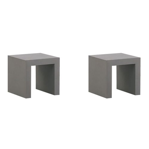 Lot De 2 Tabourets De Jardin En Fibre-Ciment Gris Taranto