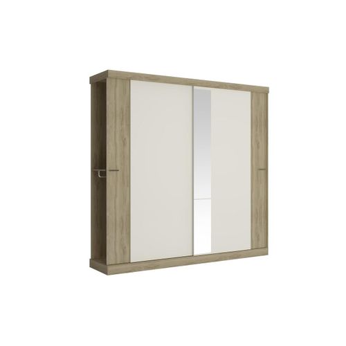 Armoire - 2 Portes Coulissantes - Avec Miroir - L231cm - Coloris : Naturel Et Ivoire - Adalrik Ii