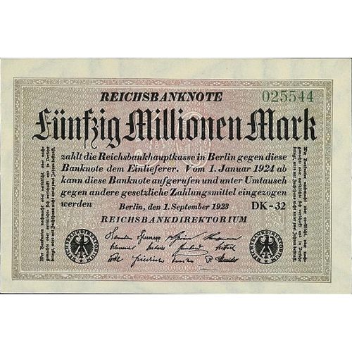 Billets De Banque Allemagne Pk N° 109 - 50 Millions Mark