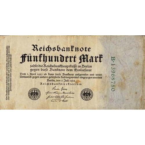 Billet De Banque Allemagne Pk N° 74 - 500 Mark
