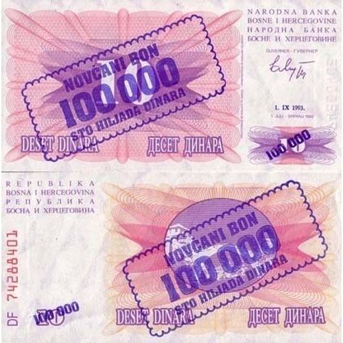 Billet De Collection Bosnie Pk N° 34 - 100000 Dinara