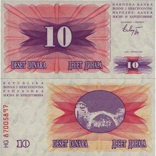 Billet De Collection Bosnie Pk N° 10 - 10 Dinara