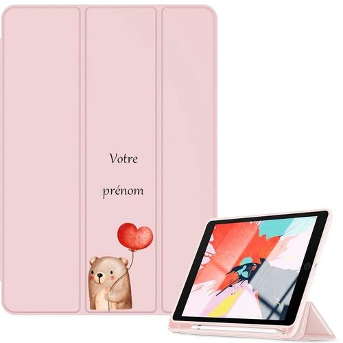 Housse Ipad 1 2 3 4 Rose Avec Motif Ourson Personnalisee