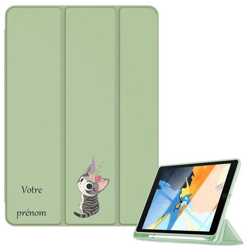 Housse Ipad 1 2 3 4 Vert Avec Motif Chat Licorne Personnalisee