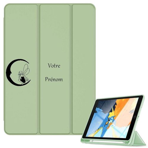 Housse Ipad 1 2 3 4 Vert Avec Motif Fee Lune Personnalisee