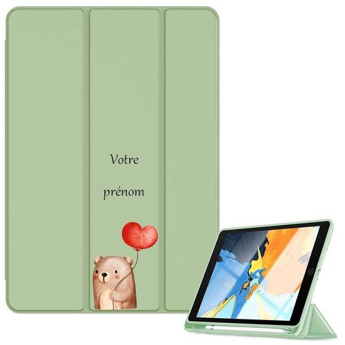 Housse Ipad 1 2 3 4 Vert Avec Motif Ourson Personnalisee