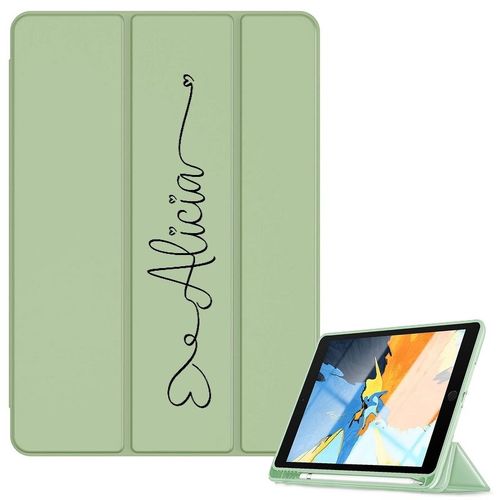 Housse Ipad 1 2 3 4 Vert Avec Votre Prenom 18 Coeur