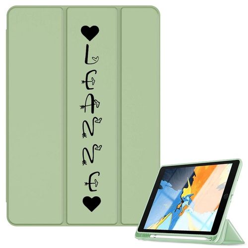 Housse Ipad 1 2 3 4 Vert Avec Votre Prenom Boho Et Coeur