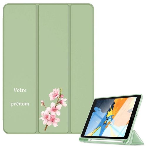 Housse Ipad Ipad Air 4 Air 5 Et 11 Pro Vert Avec Motif Fleur Cerisier Personnalisee
