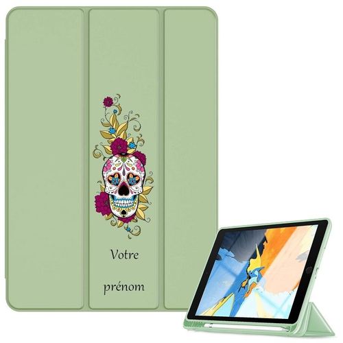 Housse Ipad Ipad Air 4 Air 5 Et 11 Pro Vert Avec Motif Tete De Mort Calavera Personnalisee