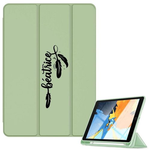 Housse Ipad Ipad Air 4 Air 5 Et 11 Pro Vert Avec Votre Prenom Plume