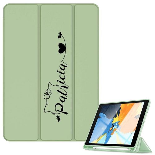 Housse Ipad Ipad Air 4 Air 5 Et 11 Pro Vert Avec Votre Prenom Chat