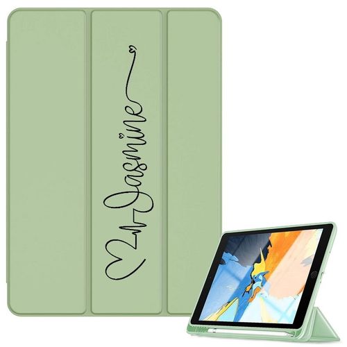 Housse Ipad Ipad Air 4 Air 5 Et 11 Pro Vert Avec Votre Prenom 15 Coeur