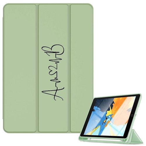 Housse Ipad Ipad Air 4 Air 5 Et 11 Pro Vert Avec Vos Initiales Coeur