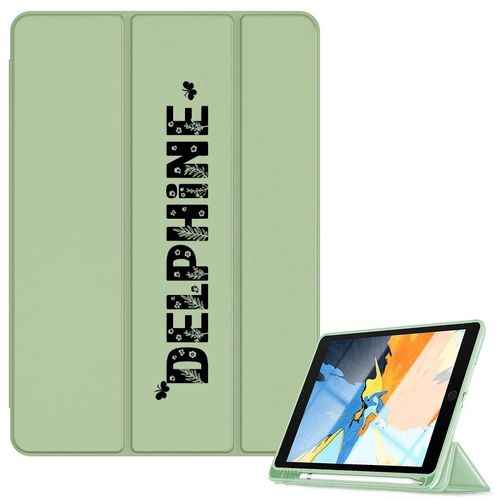 Housse Ipad Ipad Air 4 Air 5 Et 11 Pro Vert Avec Votre Prenom Papillon Et Fleur