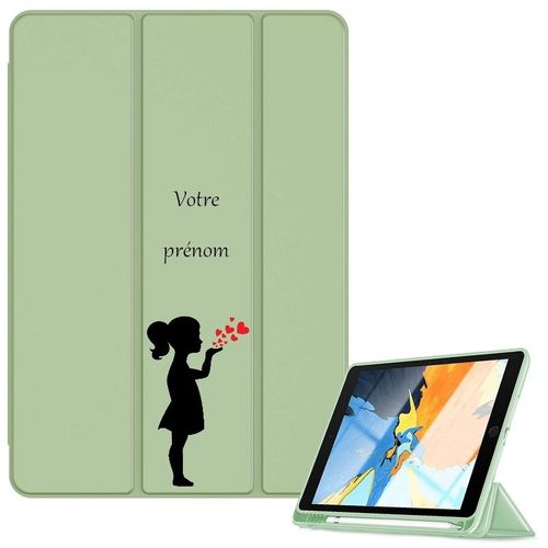 Housse Ipad Ipad Air 4 Air 5 Et 11 Pro Vert Avec Motif Silhouette Et Coeur Personnalisee