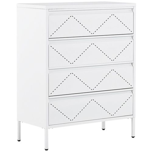Commode 4 Tiroirs En Acier Blanc Matana