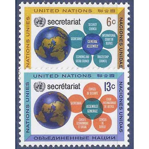 Timbre Collection Onu New-York N° Yvert Et Tellier 175/176 Neuf Sans Charnière