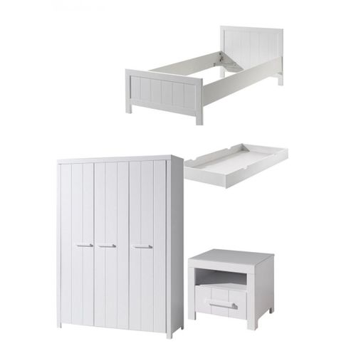 Vipack Erik Lit Simple 90x200 Cm + Chevet+ Armoire 3 Portes + Lit Gigogne