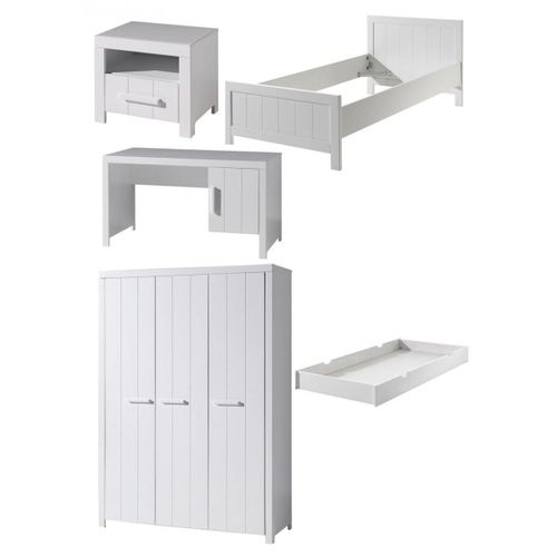 Vipack Erik Lit Simple + Bureau + Chevet + Armoire 3 Portes+ Lit Gigogne