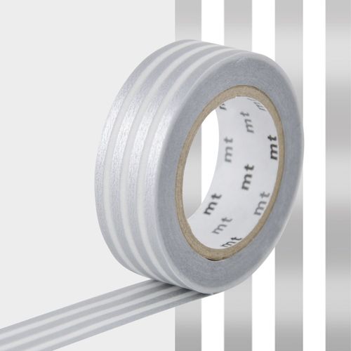 Masking Tape Mt Lignes Argent - Border Silver