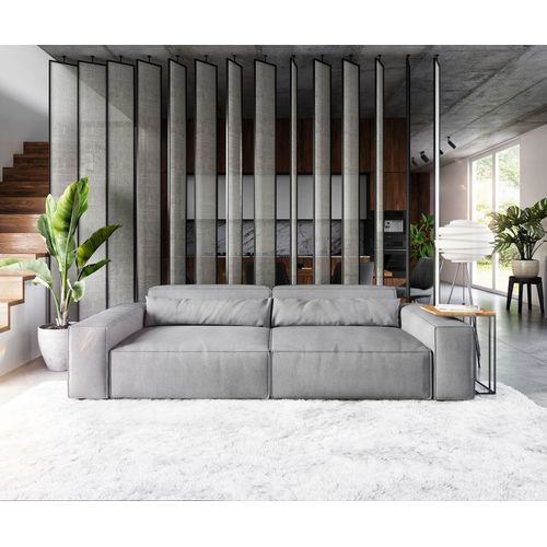 Grand-Canapé Sirpio Xl Microfibre Gris 270x125 Cm Couture Passepoilée