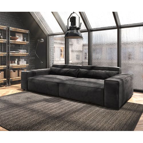 Grand-Canapé Sirpio Xl Microfibre Noir 270x125 Cm Couture Passepoilée