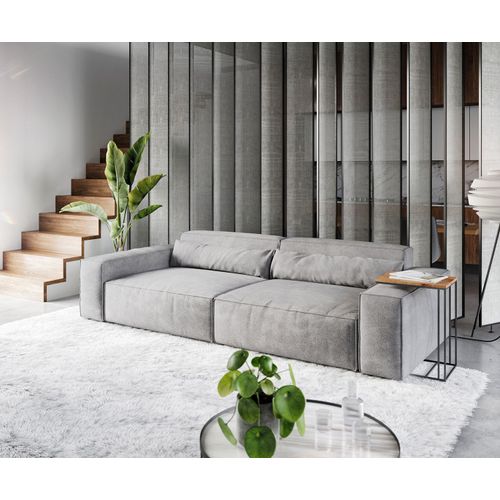 Grand-Canapé Sirpio Xl Microfibre Taupe 270x125 Cm Couture Passepoilée