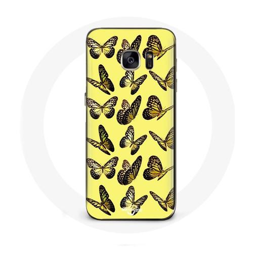 Coque Samsung Galaxy S7 Papillons Fond Jaune