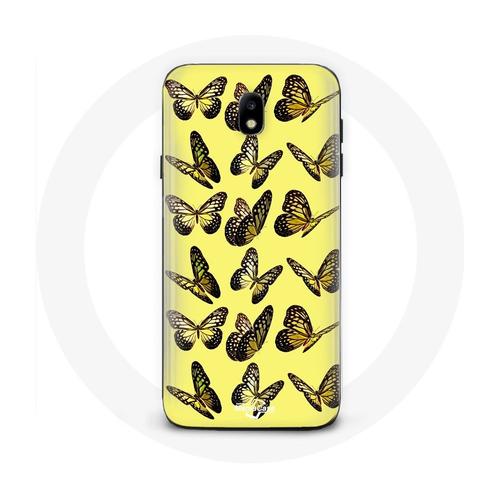 Coque Samsung Galaxy J3 2017 Papillons Fond Jaune