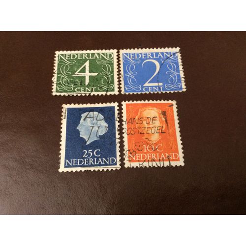 Lot De 4 Timbres Oblitérés Des Pays. Bas, Année 1960-70.