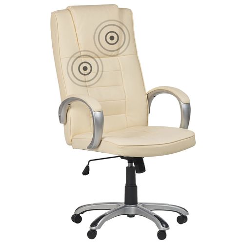 Fauteuil Massant Cuir Pu Crème Grandeur