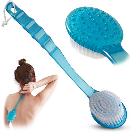 Brosse Du Corps Du Bain - Brosse De Douche Arrière À Longue Poignée Exfoliant Le Dos, Le Corps Et Les Pieds Épurateur (Bleu) Great-Fair 