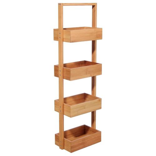 Etagère En Bambou Naturel 4 Niveaux 28x16x88 Cm