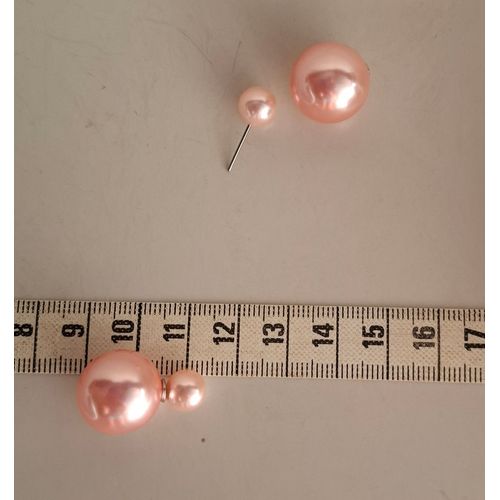 Boucles D'oreilles - Double Boule - Rose Nacré