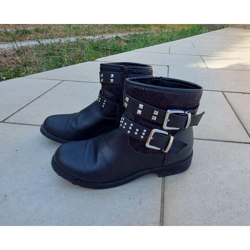 Bottines À Sangles Cloutées Femme Taille 36 Gémo