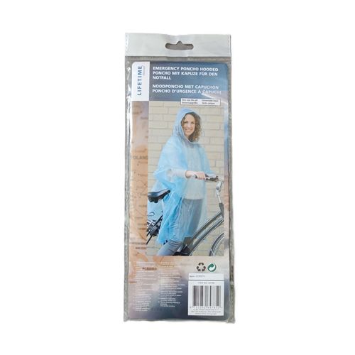 Poncho A Capuche Bleu Leger Anti Pluie. Lifetime. Taille Unique