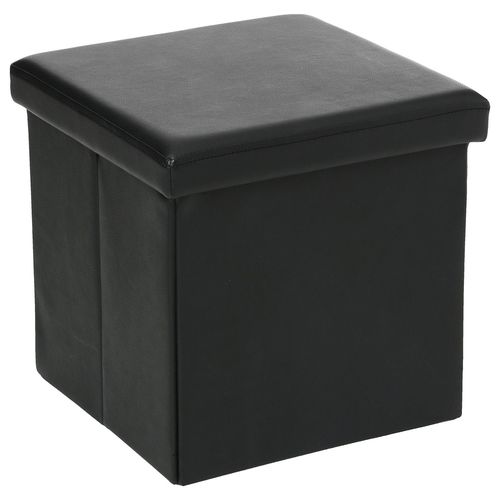 Pouf Carré Pliant - Pvc - Noir