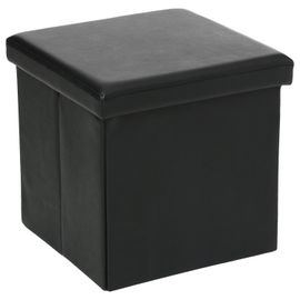 Pouf Carré Pliant - Pvc - Noir