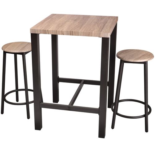 Table Bar Avec Tabourets Indus Dock - Noir