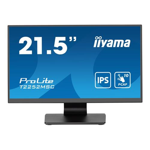 iiyama ProLite T2252MSC-B2 - Écran LED - 22" (21.5" visualisable) - écran tactile - 1920 x 1080 Full HD (1080p) @ 60 Hz - IPS - 250 cd/m² - 1000:1 - 5 ms - HDMI, DisplayPort - haut-parleurs -...