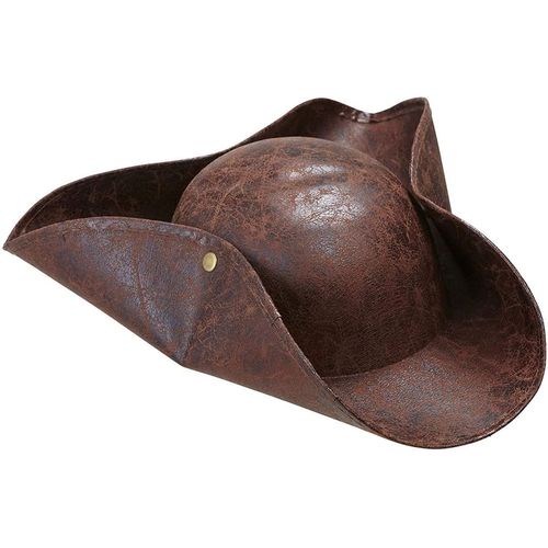 Expédié De Paris - Chapeau Pirate Marron Pu Mixte Tricorne Médiéval Carnaval